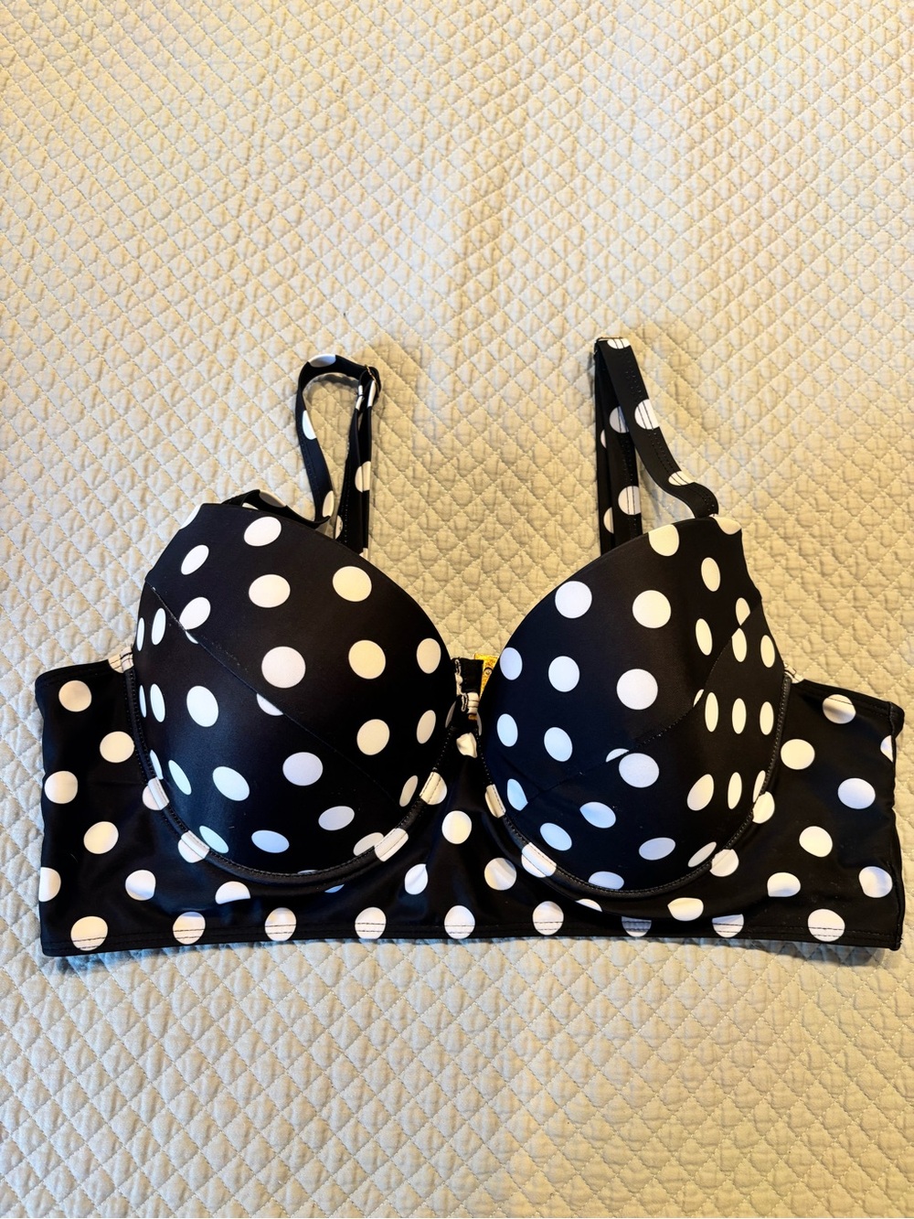 Polka Dot Swim Underwire Bra - Black & White